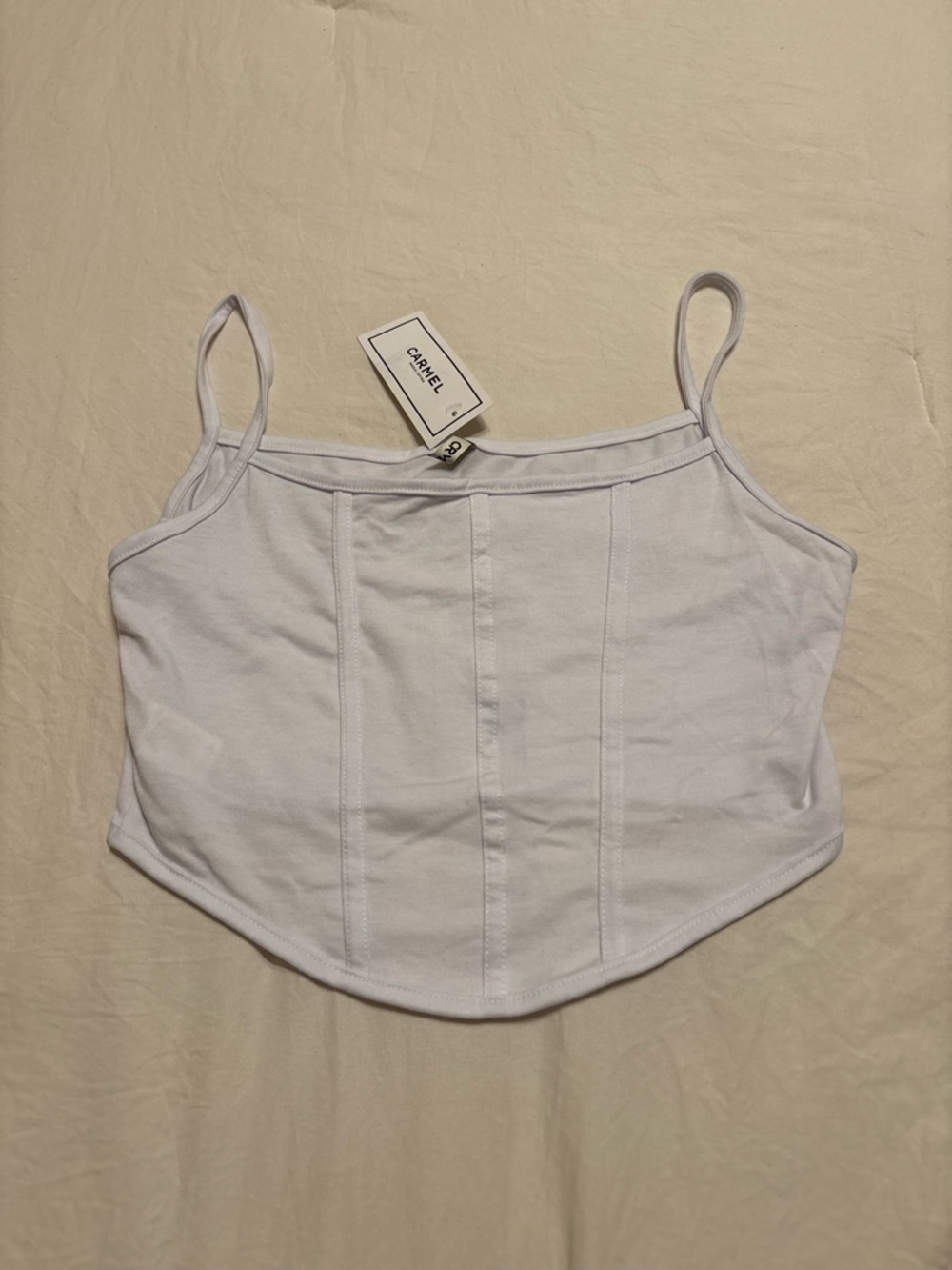 Caramel White Corset-Style Spaghetti Strap Camisole